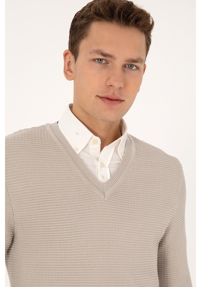 U.S. Polo Assn. Erkek Regular Fit V Yaka Taş Kazak 50315028-VR049