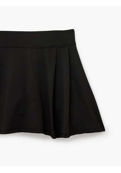 Koton Pileli Yüksek Bel Rahat Kalıp Mini Spor Şort Etek Siyah 7wak40182nk