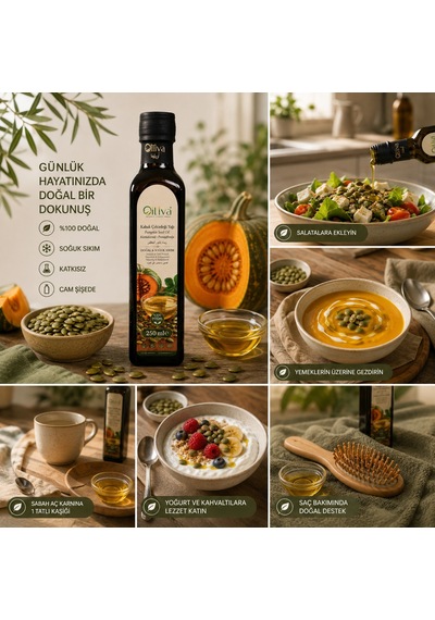 Oılıva Kabak Çekirdeği Yağı 250 Ml Soğuk Sıkım, %100 Saf Ve Doğal