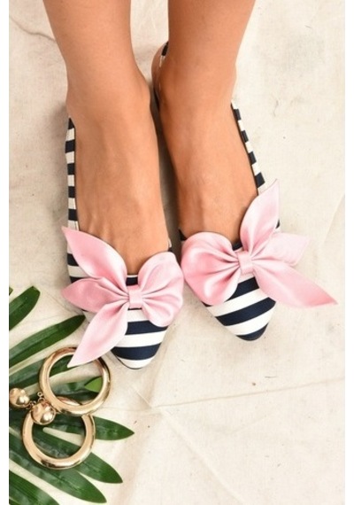 Fox Shoes Siyah/Beyaz/Pudra Kumaş Kadın Babet H726809004 Siyah