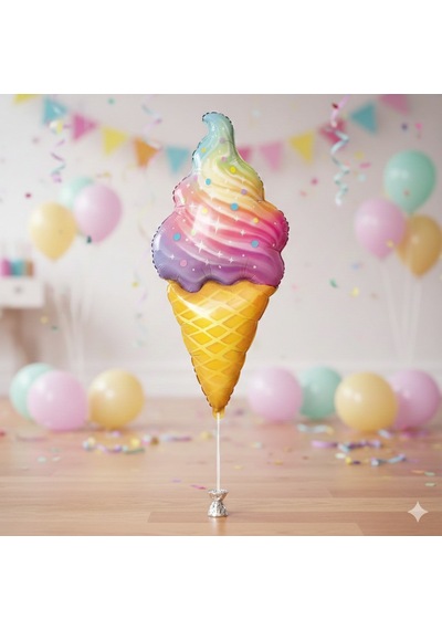 110x50 Cm Dondurma Folyo Balon 47 İnç - Doğum Günü Parti Dekorasyon Balonu Çok Renkli
