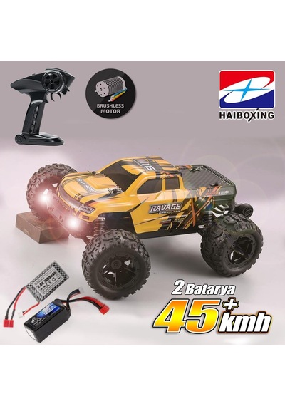 Haıboxıng 1/16th Scale 4wd Brushless Truck Uzaktan Kumandalı Araba Rtr Sarı + 1300 Mah 7.4v 2s 30c Lipo Batarya