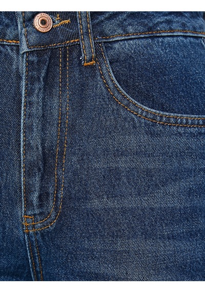Koton Mom Jean - Yüksek Bel Rahat Kesim Dar Paça Pantolon Koyu İndigo 0kak47617md