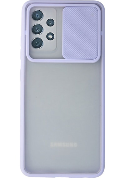 Samsung Galaxy  Uyumlu,  A72 Kılıf Palm Buzlu Kamera Sürgülü Silikon - Lila