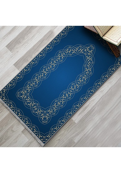 Evaşk Namazlık Dokuma Halı Kaymaz Muslumana Seccade 80 x 130 LACİVERT EVAŞK609A66