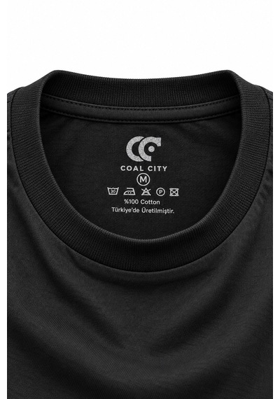 Coal City Erkek Siyah Oversize %100 Pamuk Basic T-shirt