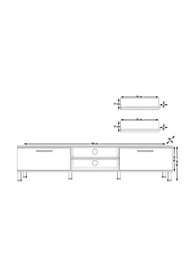 Decoraktiv Eko 4 Slm Dvd Krom Ayaklı Tv Ünitesi Tv Sehpası Ceviz - Siyah