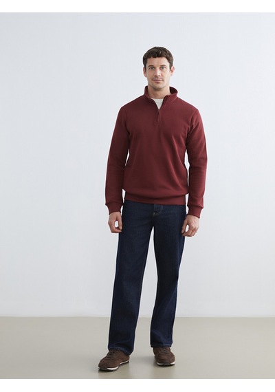 Lcwaıkıkı Classic Bordo Dik Yaka Uzun Kollu Erkek Kalın Sweatshirt
