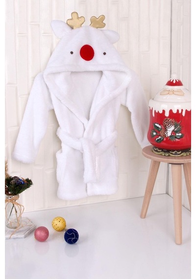 Baveno %100 Polyester Beyaz Çocuk Kapüşonlu Sabahlık Bornoz Ev Giyim Baveno %100 Polyester Beyaz Çocuk Kapüşonlu Sabahlık Bornoz Ev Giyim