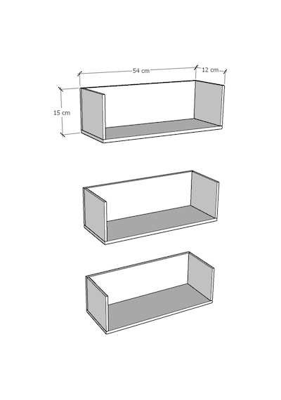 Asra Trend Çocuk Odası Duvar Rafı Kitaplık ÇR-03 %100 MDF 3'lü Set Antrasit