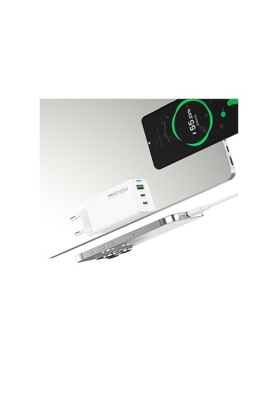 Recci Rc109e Type-c Pd & Usb-a Gan Teknolojili Hızlı Ev Şarj Başlığı 65w Beyaz