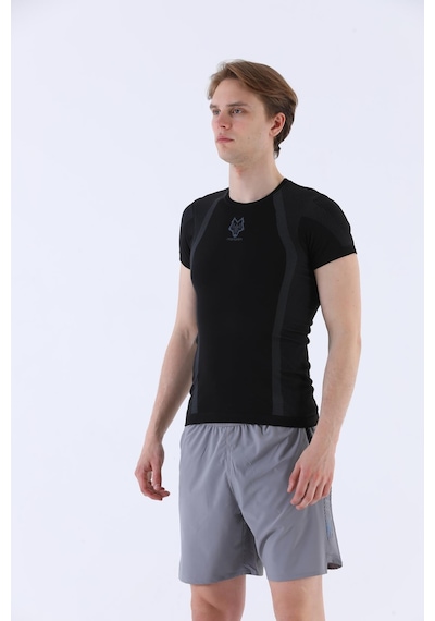 Maraton Active Slimfit Erkek Bisiklet Yaka Kısa Kol Koşu Siyah T-Shirt 821070-Siyah