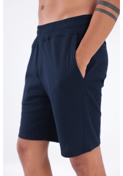 Rowinger Waffle Dokulu Cepli Erkek Şort Navyblue