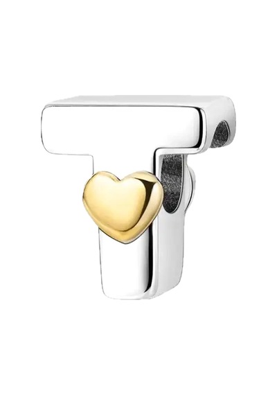 Sarı Kalpli Düz Harf Charm Gümüş 76048159