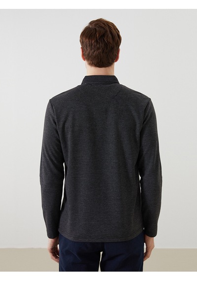 Lcwaıkıkı Classic Antrasit Polo Yaka Uzun Kollu Erkek Sweatshirt