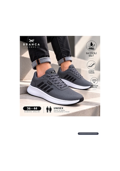 Branca Unisex Kadın Erkek Yarı Ortapedik Günlük Spor Sneaker Yürüyüş Outdoor Ayakkabı Füme - Siyah GRİ