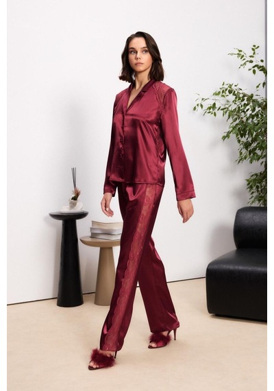 Pierre Cardin 6'lı Bordo Uzun Gecelik Sabahlık Set 6035 Bordo