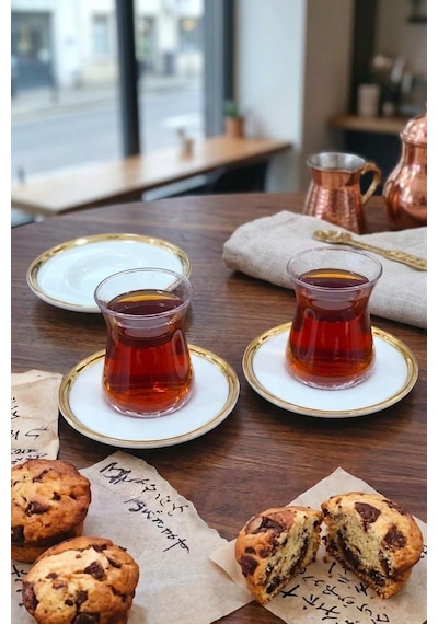 2 Li Yaldızlı Çay Tabak-beyaz Çay Tabağı Takımı
