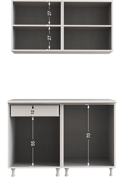Tdesigno Ela Hazır Mutfak Dolabı 120 Cm - Tezgah Dahil - Beyaz Beyaz