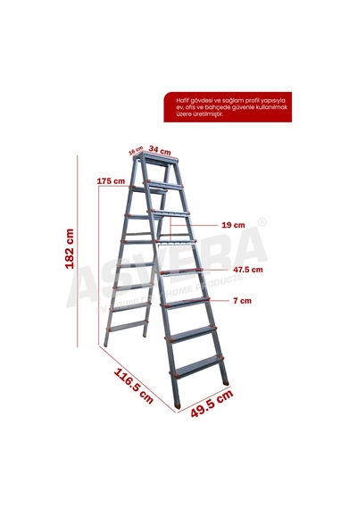 Asvera 8+8 Çift Çıkışlı Profil Merdiven