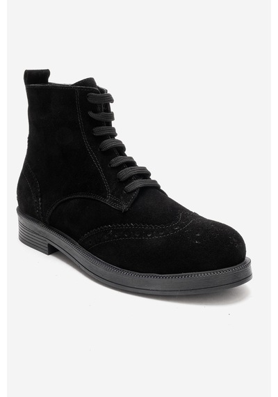 Luvishoes Nelvy Siyah Süet Hakiki Deri Kadın Bot Siyah