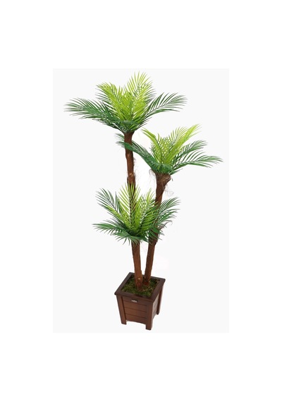 Yapay Çiçek Deposu Yapay Islak Dokulu Fenix Sıkas Ağacı 3 Gövdeli 140 Cm