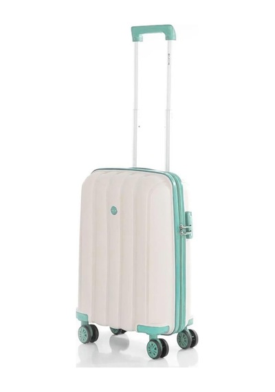 Mçs Bavul Orta Ve Kabin 2li Set Kırılmaz Silikon Valiz V305 Kemik/suyeşili Kemik