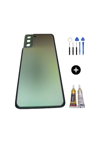 Samsung S21 Plus Sm-g996 Uyumlu Arka Pil Kapağı Gri + Montaj Seti Çok Renkli