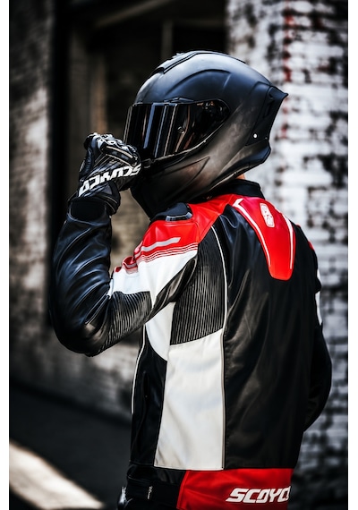 Scoyco Jk187 Motosiklet Montu Deri 4 Mevsim Oxford 600-d Dayanıklı Kumaş Motorcu Mont Black-red
