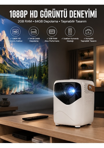 Taşınabilir Android Projeksiyon Wifi Destekli 4k Multimedia Tabanlı Ev Ve Ofis Tipi - Lisinya 22867882