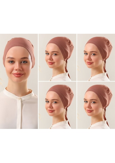 Melodi Scarf Kadın Tesettür Dikişli Set Bone Tarçın 5 Adet Bağlamalı Penye Bone Tarçın Melodi Scarf Kadın Tesettür Dikişli Set Bone Tarçın 5 Adet Bağlamalı Penye Bone Tarçın