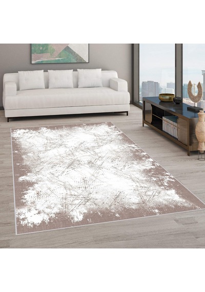 Rovigo Home Dijital Baskı Yıkanabilir Kaymaz Taban Salon Halısı Rvg1918 Beyaz