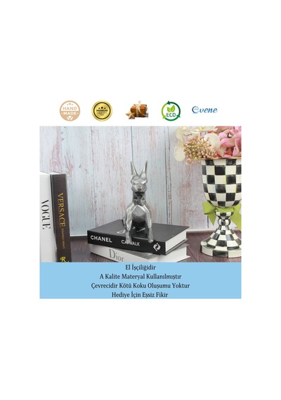 Dekoratif Köpek Biblo Heykel El Yapımı Doberman Hediyelik Süs Eşyası Poly Model Tasarım Ürünü - Gümüş Eskitme
