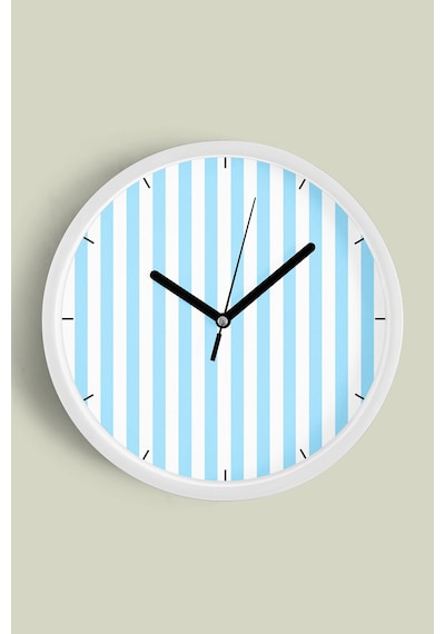 Renkli Çizgili Modern Tasarım Duvar Saati - 30cm - Önü Camlı Beyaz Kasa - Sessiz Mekanizma-jh0422 Beyaz