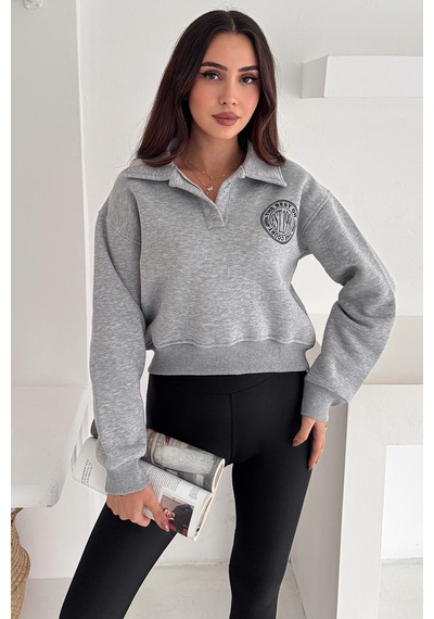 Noa & Noa Kadın Baskılı Oversize Sweatshirt Sporty Season 1992 Gri