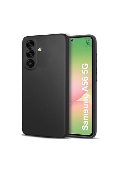 Samsung Galaxy A56 Uyumlu Kılıf Esnek Silikon Telefon Kılıfı Ve Temperli Cam Ekran Koruyucu Siyah