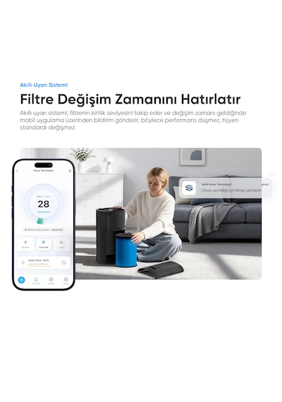 Şımart Akıllı Hava Temizleyici Pro H13 Hepa Filtreli 450 M3 Uv Negatif İyonlu Wi-fi Kontrollü 54 M2 Siyah