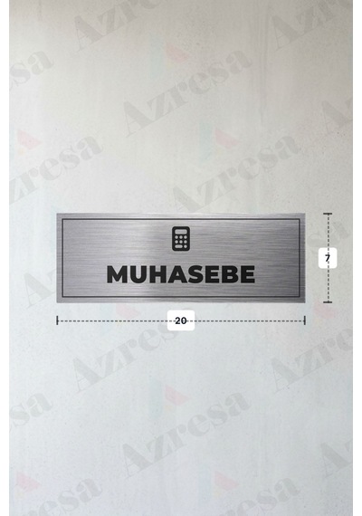 Muhasebe Yazılı - Metal - Gümüş Renk - Kapı İsimliği - 20x7 Cm
