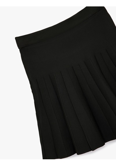 Koton Normal Bel Pileli Mini Etek Siyah 6wal70004ht
