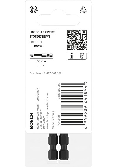 2x Pro Phillips Impact Uç, Ph2, 55 Mm, 2 Parçalı