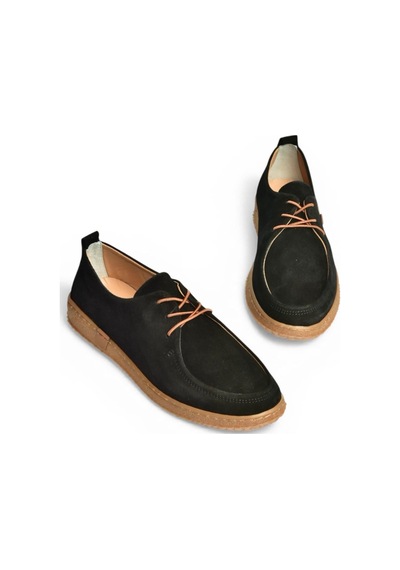 Fox Shoes Y555323002 Siyah Hakiki Deri Süet Günlük Kadın Ayakkabı