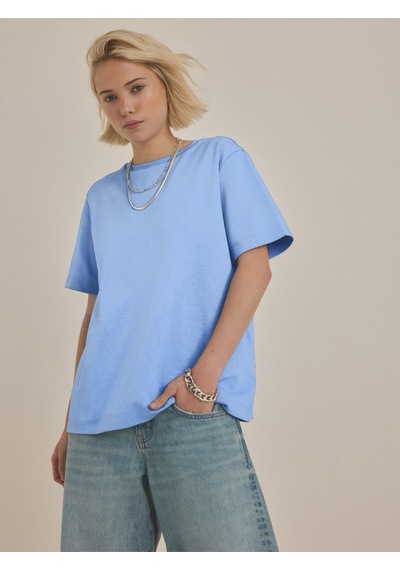 Uyguntarz Pamuklu Daughter Of The King Baskılı Oversize T-shirt Bebe Mavisi