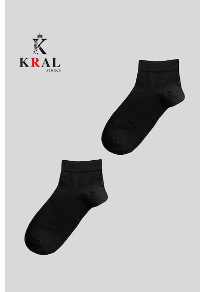 Kral Socks Kadın - Erkek 10 Çift Düz Desen Ekonomik Bilek Boy Patik Çorap Siyah