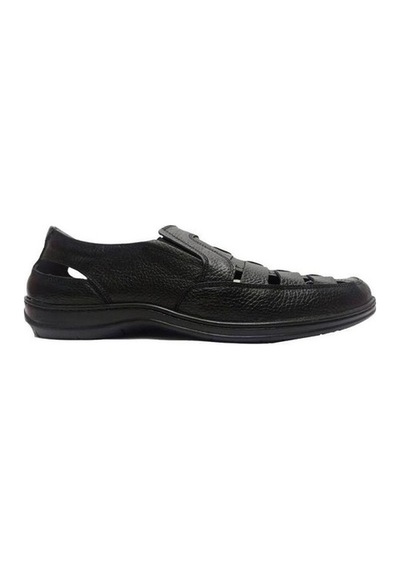 Moda Ayakkabı 0454 Siyah Deri Erkek Sandalet