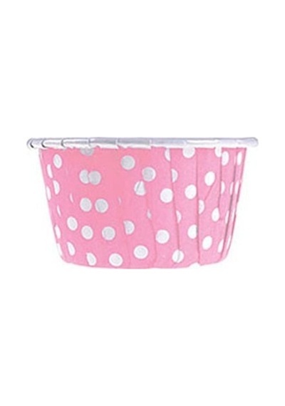Kağıt Muffin Kek Kapsülü Shrinkli Açık Pembe Puantiyeli 50 Adet Kağıt Pembe Diğer