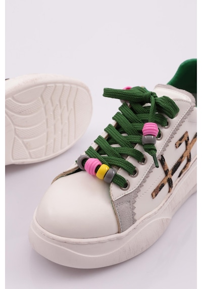 Dgn 1023 Kadin Sneaker Ayakkabi 1023-2007-R145182 Beyaz - Yeşil