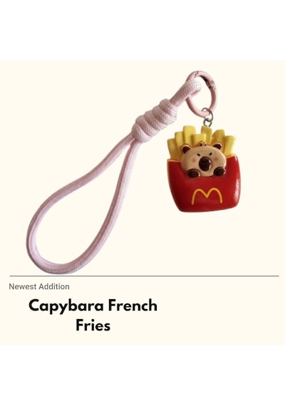 Capybara French Fries Anahtarlık Charm Kırmızı - Sarı