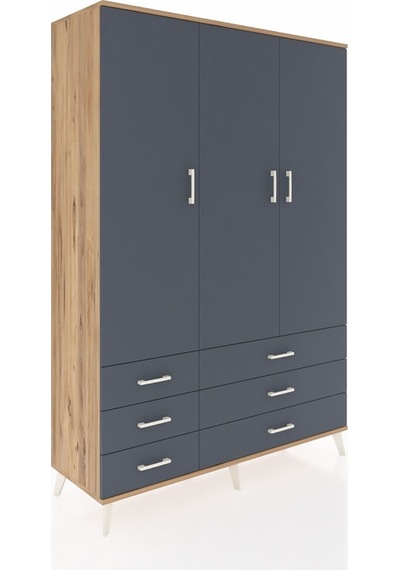 Hyperion Dolap 5 Raflı 6 Çekmeceli Tek Askılı 132x44x195 Çam-antrasit/antrasit Antrasıt/antrasıt Hyperion Dolap 5 Raflı 6 Çekmeceli Tek Askılı 132x44x195 Çam-antrasit/antrasit Antrasıt/antrasıt