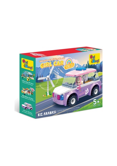 Ogi Mogi Toys Eğitici Bloklar Kız Arabası 136 Parça Yapı Seti