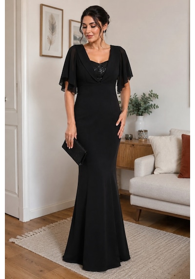 Gül&can Butik Siyah Şık Balık Form Abiye Elbise Siyah